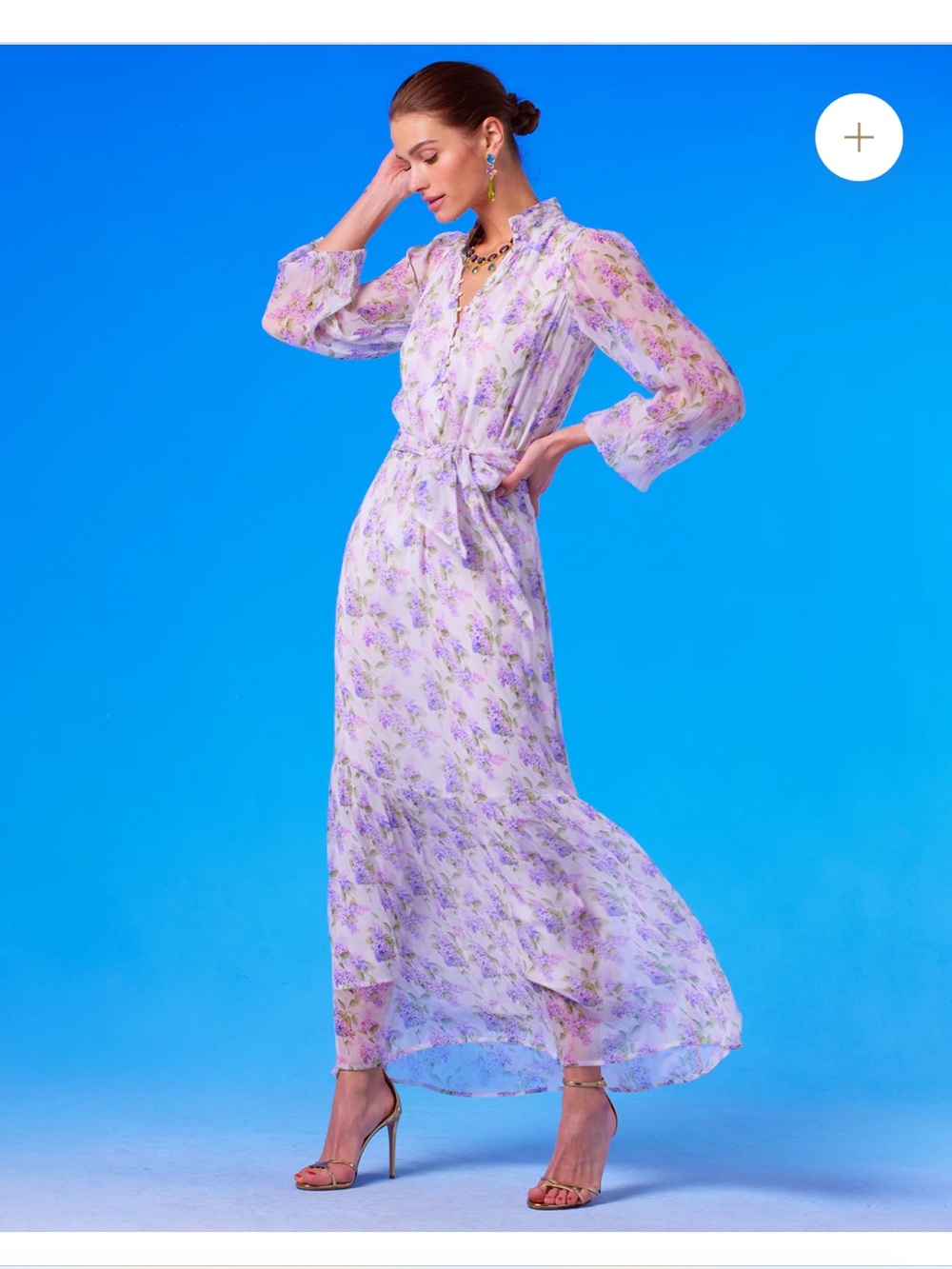 Nicoblu Blythe Maxi Crinckle Chiffon Dress in Lavender Floral